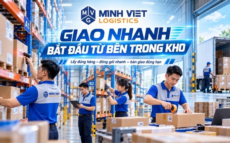 Quy trình xử lý đơn hàng nhanh chóng tại kho fulfillment.